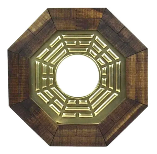 Quadro Madeira Feng Shui Posterior Espelho Convexo Proteção