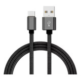 Cable Usb Tipo C Cargador Celular Smartphone 1 Metro Color Negro