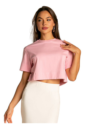 Camiseta Cropped Feminino Tshirt Blusa Estilosa Larguinha