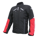 Campera Moto Cordura Hombre Ls2 Serra Negro Rojo Proteccion