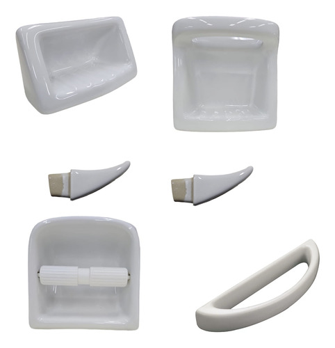 Ferrrum Kit Accesorios De Embutir Baño Ceramica 6 Piezas