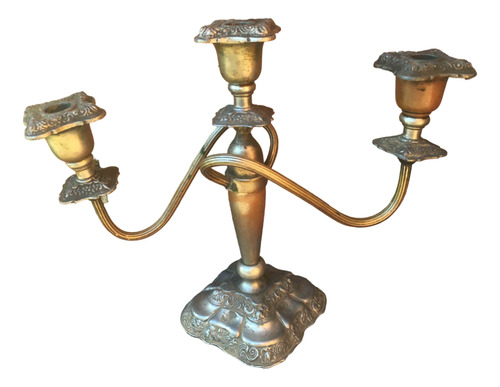 Antiguo Candelabro Portavelas De 3 Brazos