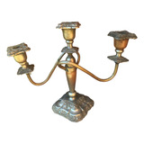 Antiguo Candelabro Portavelas De 3 Brazos