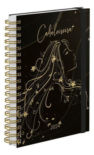 Agenda Cabeleireira + Comercial Salão De Beleza Preto Gold