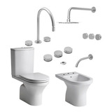 Set Baño Ferrum Varese Bide Grifería Piazza Lounge Steel M