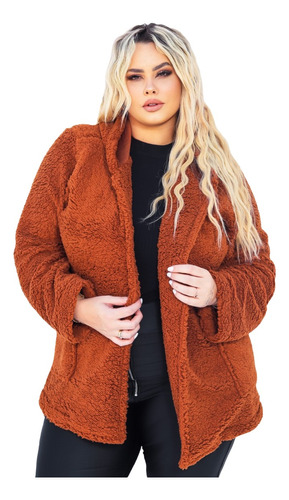 Casaco Sobretudo Teddy Plus Size Peludo Felpudo Grosso Blusa