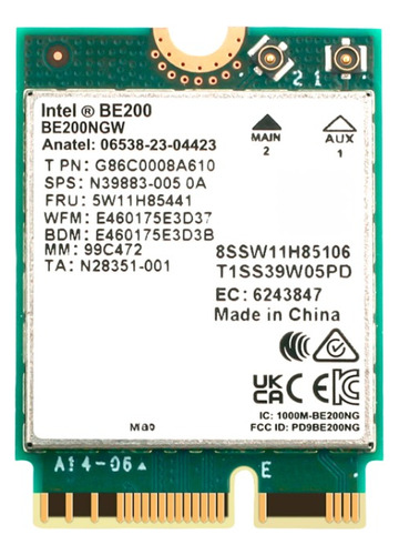 Tarjeta Wi-fi7 Intel Be200 Bluetooth 5.4 Be200ngw 2.4/5/6ghz
