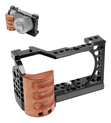 Cage Para Sony A6400 A6500 A6300 A6000 Com Grip De Madeira