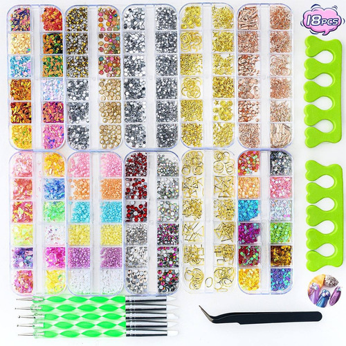 Decoración Strass De Uñas Kit 10 Cajas Piedras Para Uñas