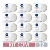 Kit Com 12 Sabonetes Em Barra Nivea Pure Milk Sensitive 90g