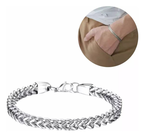 Pulsera Masculina Acero Quirúrgico Hombre Moda Longitud 21cm