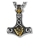 Collar Thor Brújula Vikingo Amuleto Acero Inoxidable Hombre