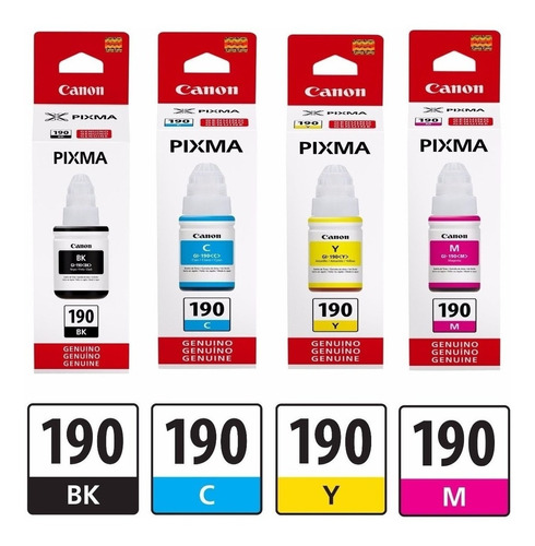 Combo 4 Tintas Gi-190 Canon Original G2100 G4100 G3100 G3110