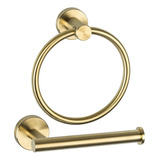 Juego De Accesorios De Baño, Dorado Cepillado, 2 Piezas, Teñ