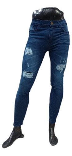 Pantalon Juvenil Elastastizado Jeans Rotura Hombre 38 Al 48 