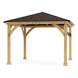 Yardistry Pérgola Madera C/ Techo Aluminio  3.6m X 3.6m 