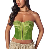 Corset Bustier Top Verde Strapless Importado Shein Aesthetic