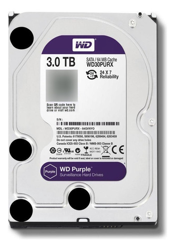 Disco Rígido Wd Purple Hd 3tb Para Cftv Wd30purz Intelbras