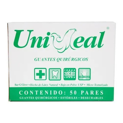 Guantes Desechables UniSeal Látex Talla 7 Blanco Caja 50 Pares | Envío gratis