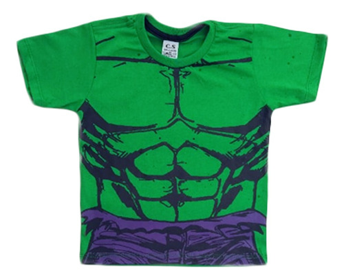 Camiseta Camisa Manga Curta Infantil Hulk Algodão