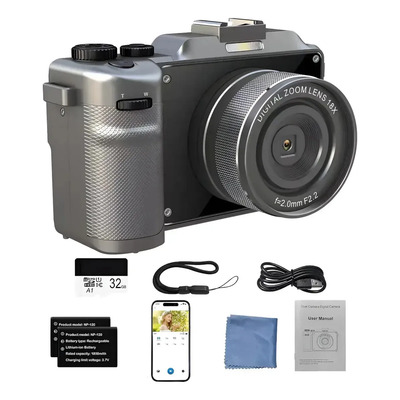 Funcam 1080p - Cámara Digital De Alta Resolución Para Niños, Mini Cámara De Vídeo Portátil Con 12 Megapíxeles De 2.0 Pulgadas, Visualización Lcd Para Niños Y Niñas Gris