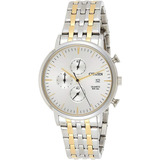 Reloj Citizen An3614-54a Crono 50m Para Hombre Liniers Color De La Malla Acero Combinado Color Del Fondo Blanco