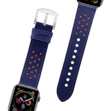 Pulseira Azul Couro Legítimo Inox P/ Apple Watch 38/40