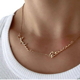 Collar Con Doble Nombre Enchapado En Oro Para Regalo Mujer