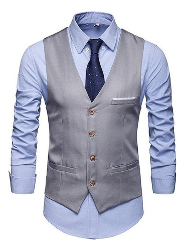 Chaleco De Traje Con Cuello En V Para Hombre Business