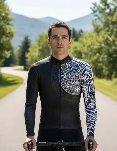 Jersey Ciclismo Maillot Mtb Calendario Solar México Negro