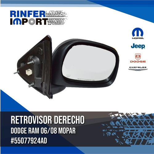 Retrovisor Derecho Dodge Ram 06/08 55077924ad Mopar Foto 2