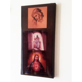 Cuadro Tríptico Religioso Mdf Y Resina Cristal 25x50cm. 