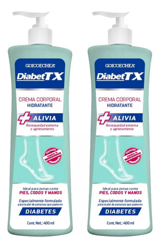 Pack X2 Cremas Para Diabeticos Goicoechea Diabet Tx 400 Ml
