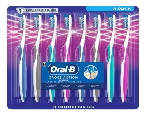 Paquete  De 8 Cepillo De Dientes Oral B Cross Action