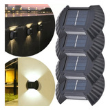 Kit 4 Mini Luminária Led Arandela Solar Recarregável Externa