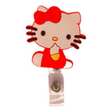 Yoyo Retráctil Porta Credencial Modelo Hello Kitty Fucsia 