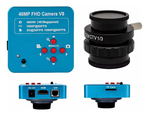 Câmera Microscópio Hdmi 38 Mp Com Adaptador De Lente 1/3 Ctv