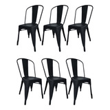 Silla Tolix De Comedor Set X6 Negro Metal Súper Reforzadas