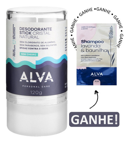 Alva Desodorante Natural Stick Cristal 100% Original 120g