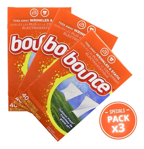 Toallas Antiestaticas Y Suavizantes Bounce - Pack X3