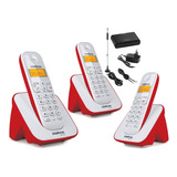 Telefone Vermelho Com 2 Ramal Entrada Chip 3g Combo Oficial