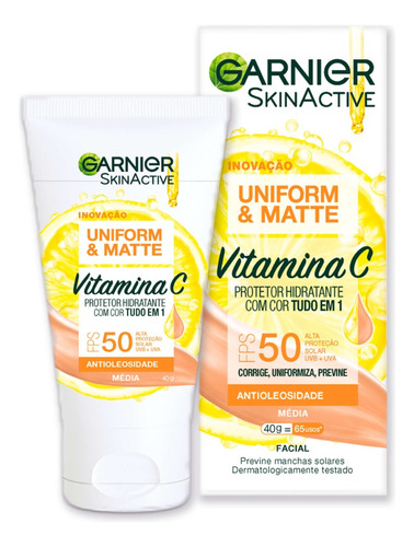 Protetor Facial Garnier U&m Vitamina C Fps 50 Média 40g