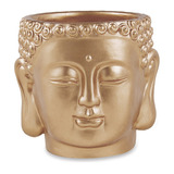 Cachepot Buda Dourado Em Cimento 10x11x11cm /