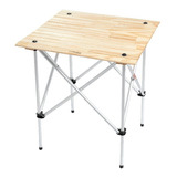 Mesa Plegable De Aluminio, Tapa Madera Portátil, Broksol