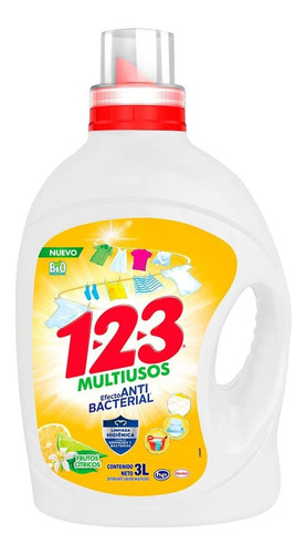 Detergente Líquido 123 Multiusos Antibacterial Frutos Cítricos 3l