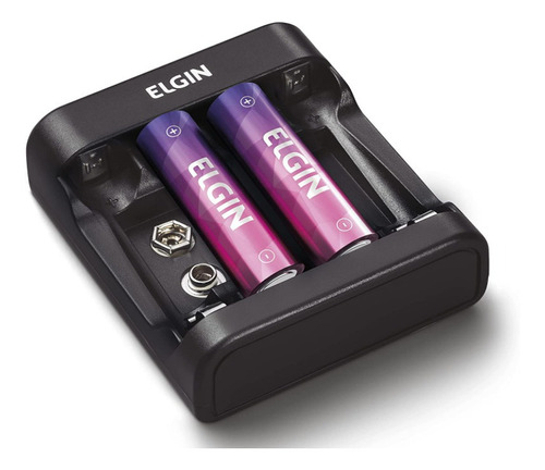 Carregador Pilhas Bivolt + 2 Pilhas Aa 1500mah Ni-mh Elgin