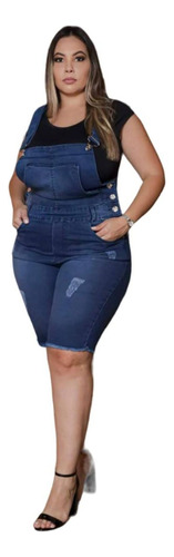 Jardineira Short Plus Size Lycra Tamanho Especial 50 Ao 60