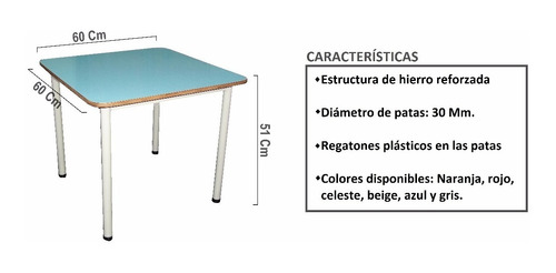 Mesa 0,60m X 0,60m  Y 2 Sillas