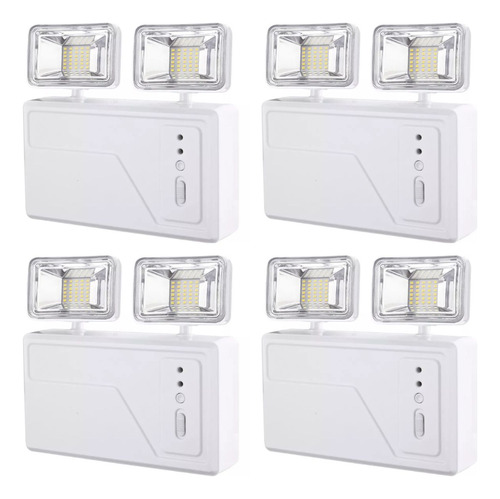 4 Luminarias Bloco Emergencia Led Blu 3000 Lumens 2 Faróis