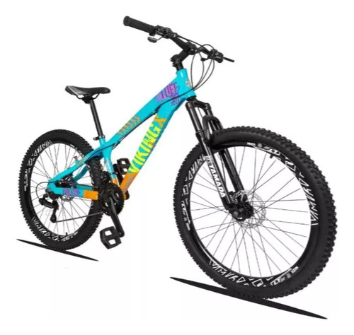 Bicicleta Viking Aro 26 Freeride Câmbio Shimano Azul Laranja